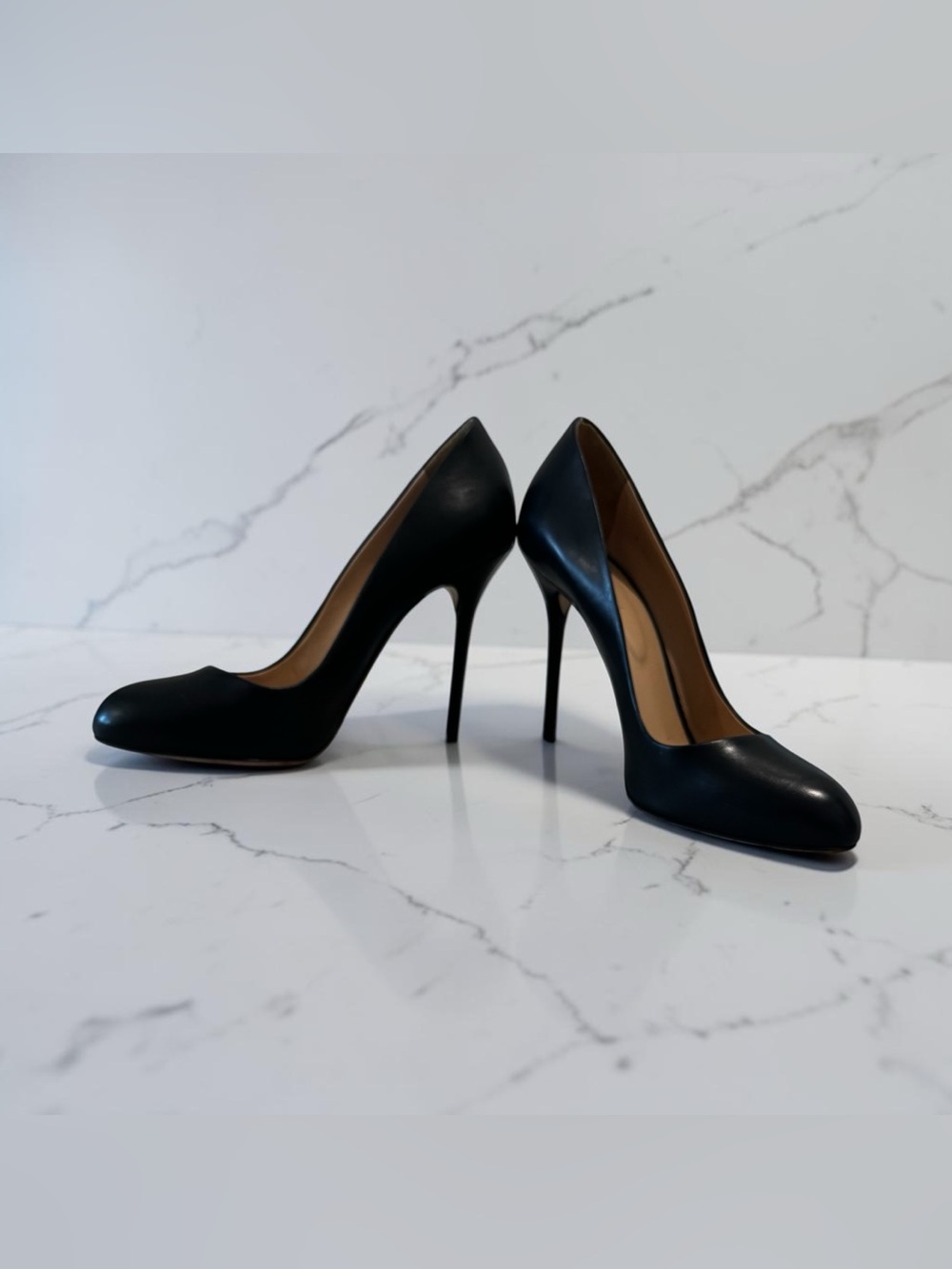 Sergio Rossi Black Leather Pointed-Toe Stiletto Pumps